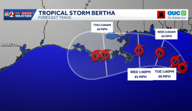 Tropical Storm Bertha strengthens in Gulf