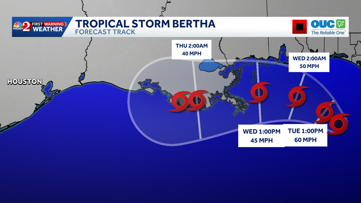 Tropical Storm Bertha strengthens in Gulf