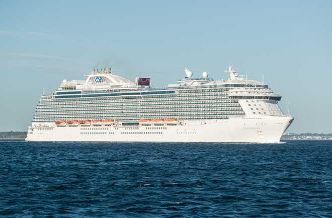 Regal Princess Cruise Ship Ferguson's Cove, Canada - September 28, 2015: Princess Cruises Regal Princess departs Halifax Harbour bound for the open Atlantic.