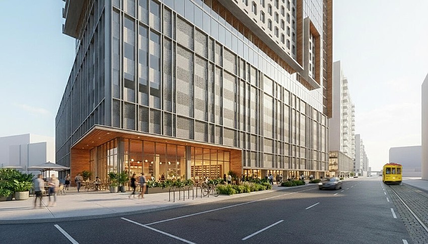 A rendering for a new planned housing project located on the former Army/Navy Surplus site in downtown Tampa.
