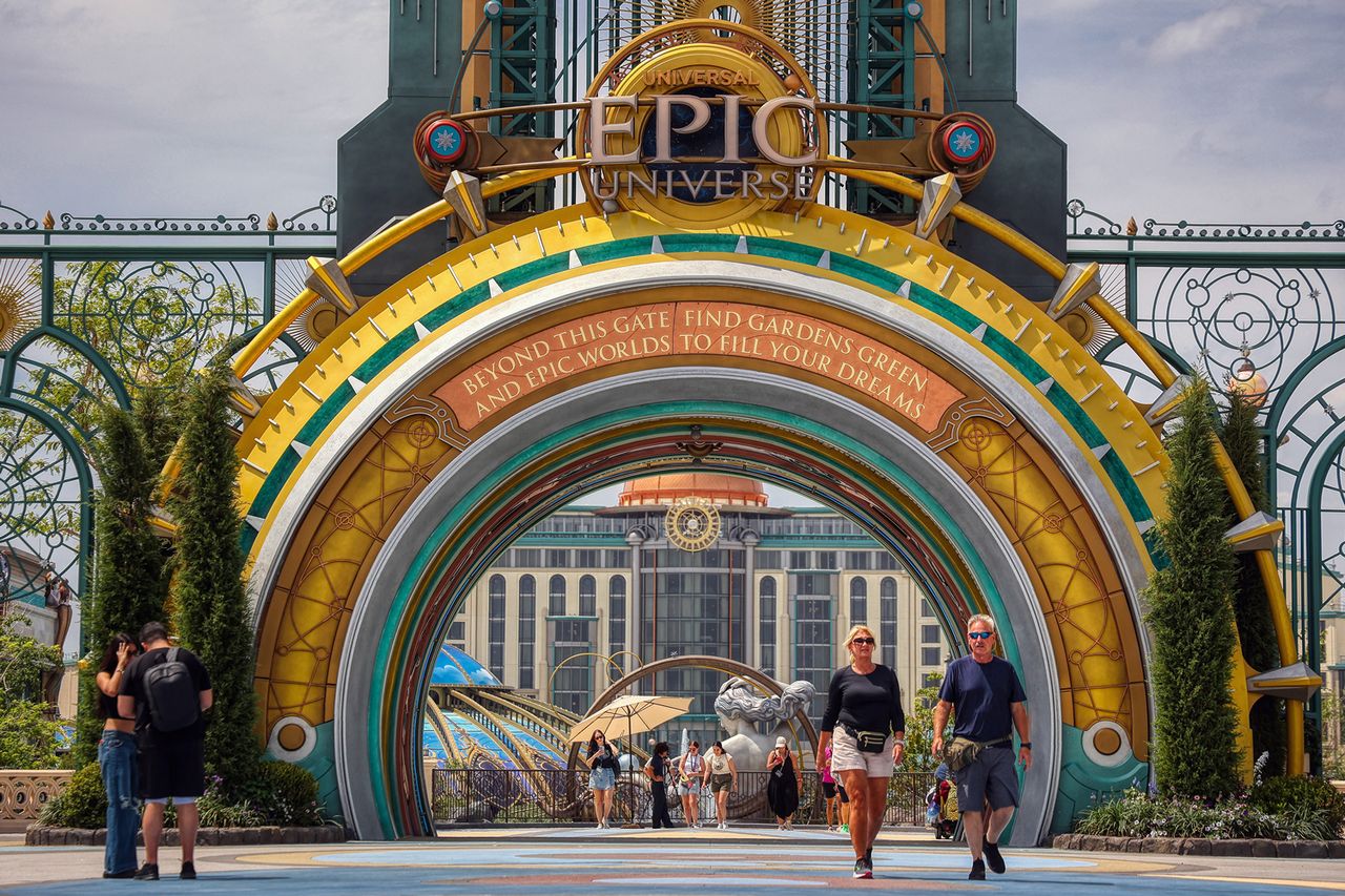 The entrance to Universal Epic UniverseCredit: Ricardo Ramirez Buxeda/Orlando Sentinel/Tribune News Service via Getty