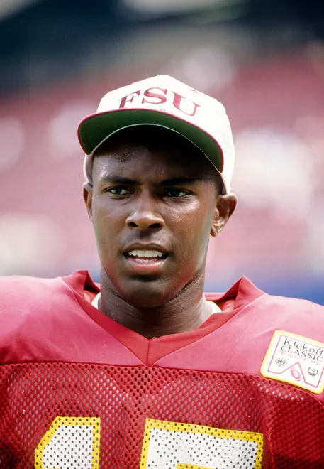 Aug 28 1993; East Rutherford, NJ, USA; FILE PHOTO; Florida State Seminoles quarterback Charlie Ward (17) post game against the Kansas Jayhawks at the 1993 Kick-off Classic at Giants Stadium. Mandatory Credit: RVR Photos-USA TODAY Sports