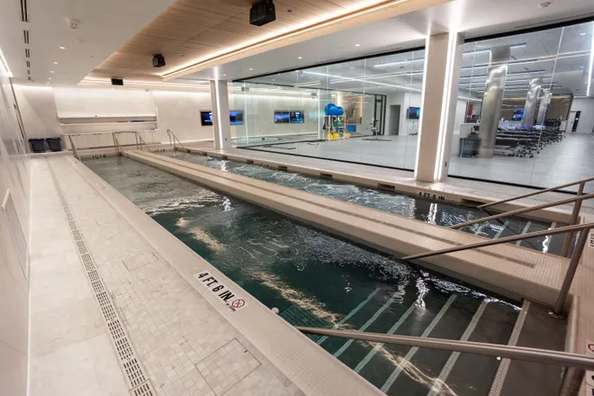 Two recovery pools inside the Florida State University Dunlap Football Center.