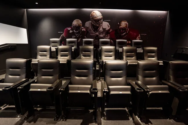 A position meeting room inside the Florida State University Dunlap Football Center.