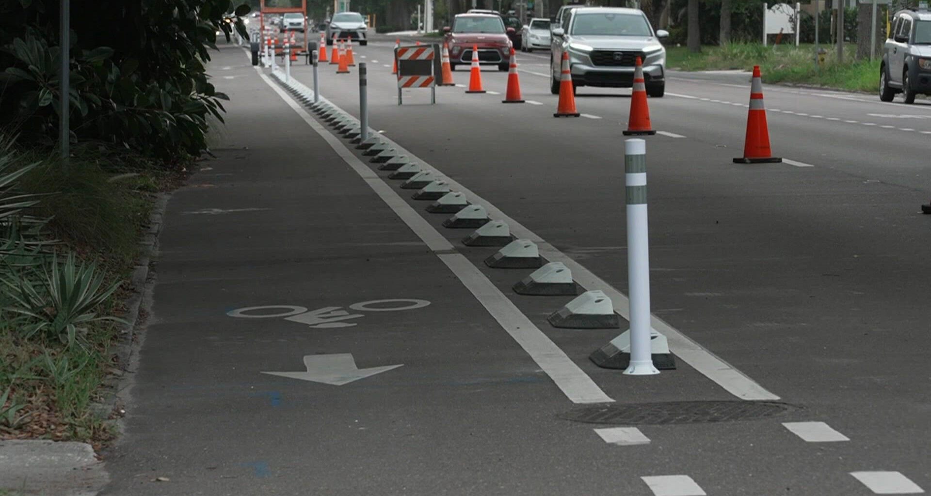 St. Petersburg rolls out new bike lane barriers in downtown