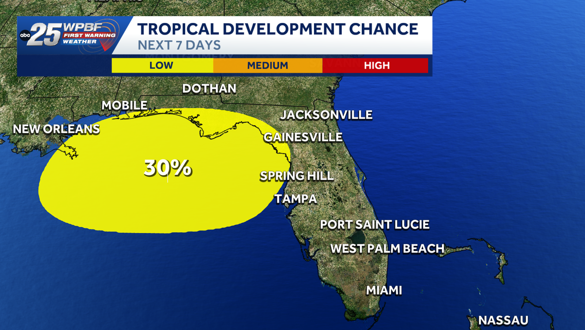 Tropical wave near Florida has a 30% chance of developing