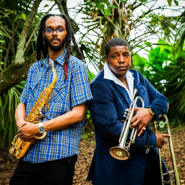 Aaron Watson III and Kirk Gavin III, co-founders of The Pharaohs of Funk, which will play at Lewis Park on July 9, 2026.