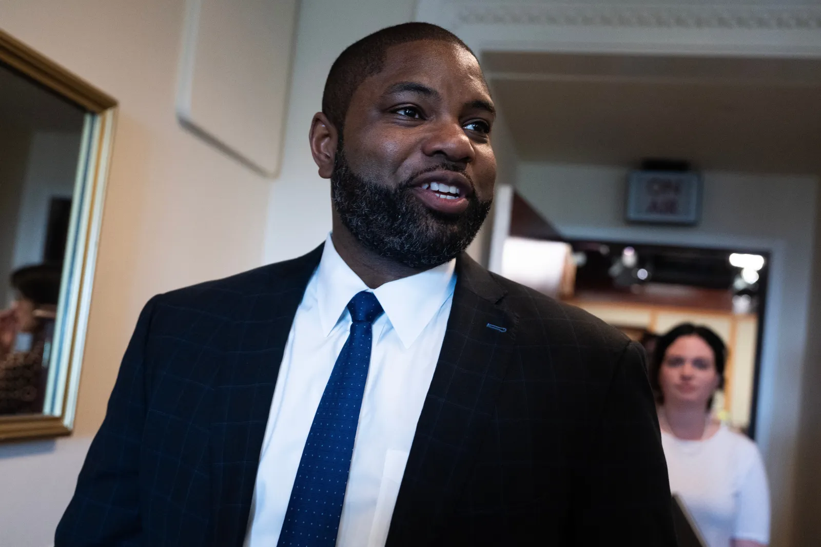 Representative Byron Donalds, R-Fla., arrives for a news conference in the U.S. Capitol on developments regarding Cuba including the indictment of former Cuban President Raúl Castro, on Wednesday, May 20, 2026. (Tom Williams/CQ Roll Call via AP Images)