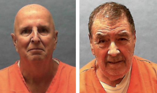 This combo from photos provided by Florida Department of Corrections shows from left, James Aren Duckett and Dominick Anthony Occhicone. (Florida Department of Corrections via AP)