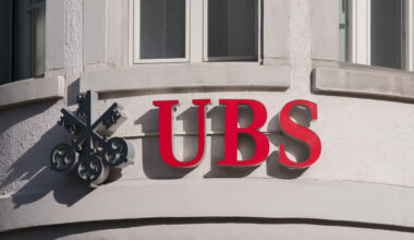 UBS sign displayed on the exterior of a building