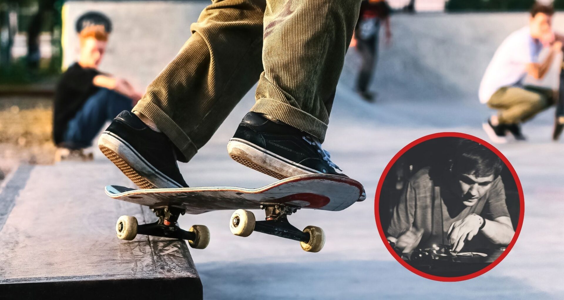 Collage of a skater and a Miami DJ