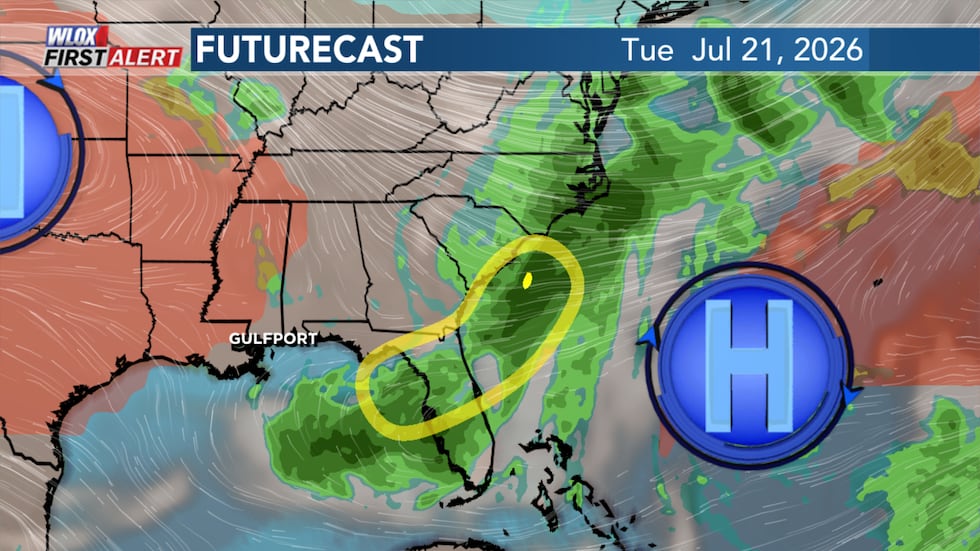 Early models show any tropical development staying well to the east of Mississippi early next...