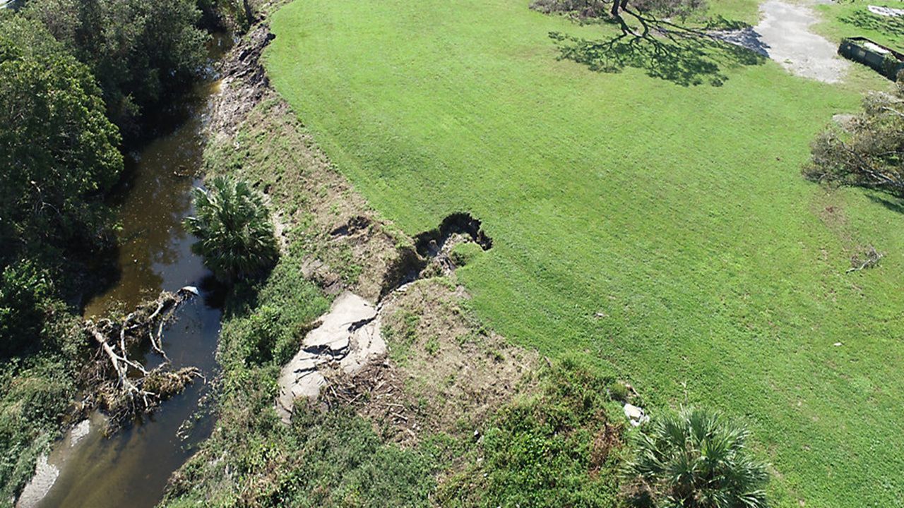 Erosion along the banks of Joe's Creek in St. Petersburg.