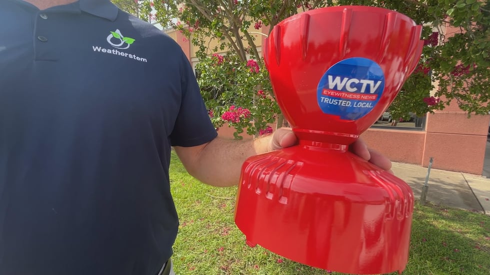 WCTV's WeatherSTEM Station is painted with the company's logo.