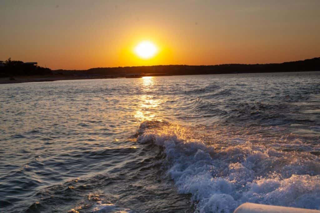 View of the water as the sun goes down