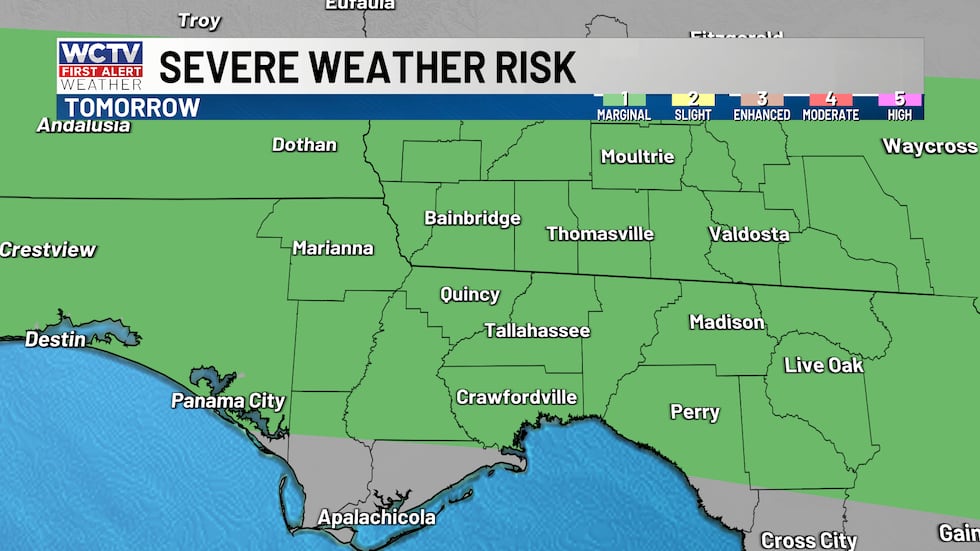 A chance for strong to severe storms on Thursday. Gusty winds will be the main thing to watch.