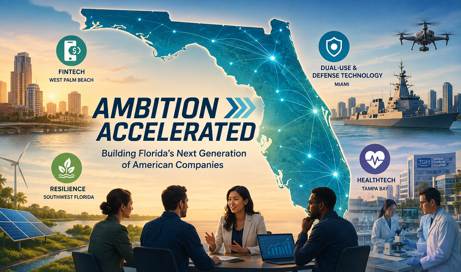 Ambition Accelerated applications now open to help startups scale in fintech, healthtech, defense and resilience