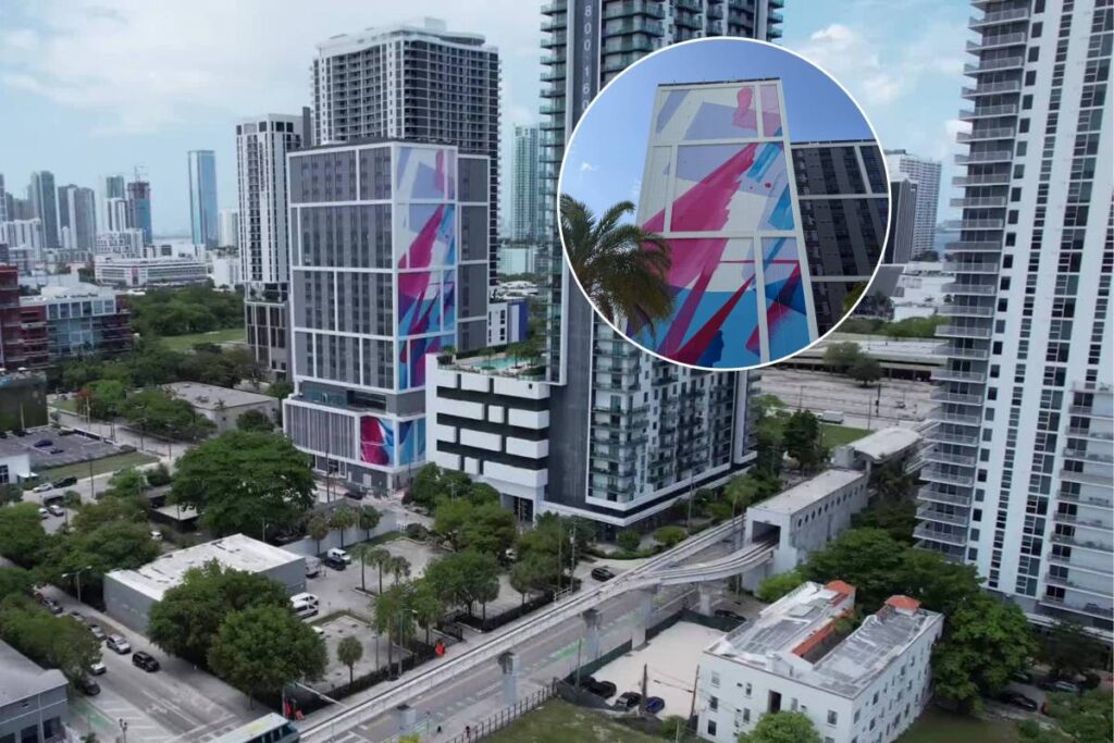 Excel Miami aerial view, mural