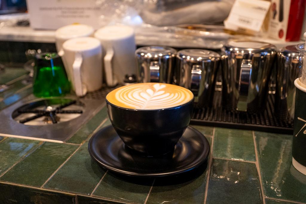 coffee in a black mug