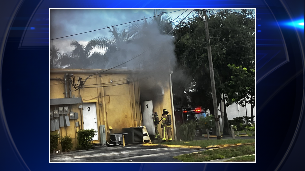 Barber shop in Dania Beach erupts in flames; no injuries reported - WSVN 7News | Miami News, Weather, Sports