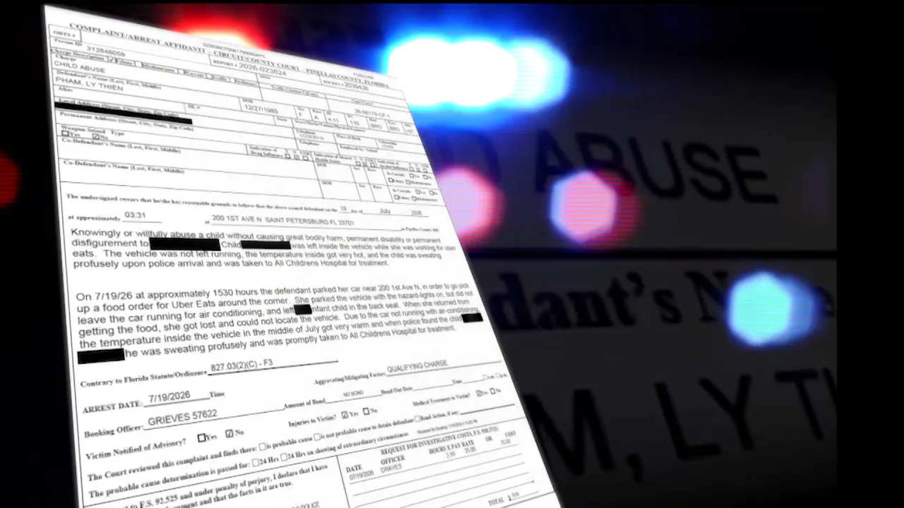 Woman facing charges for leaving 1-year-old in hot car in St. Pete: police