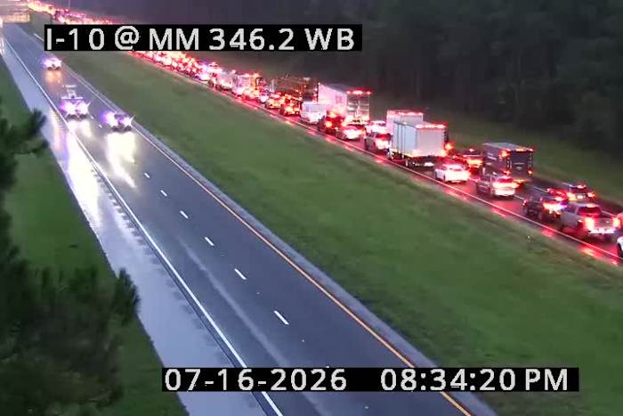 Traffic Alert: Crash closes all eastbound lanes of I-10 before mile marker 346 in Baldwin