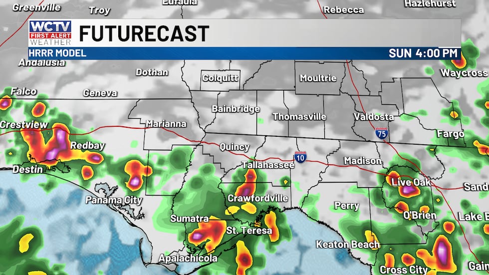 Scattered rain and storms tomorrow afternoon and evening with heavy rain and strong winds.