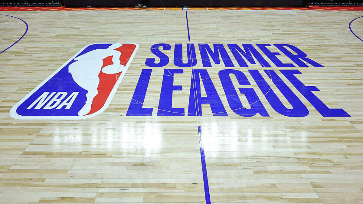 An NBA Summer League logo is shown on center court after a 2026 NBA Summer League game between the Sacramento Kings and the LA Clippers at the Thomas & Mack Center on July 09, 2026 in Las Vegas. An NBA Summer League logo is shown on center court after a 2026 NBA Summer League game between the Sacramento Kings and the LA Clippers at the Thomas & Mack Center on July 09, 2026 in Las Vegas.