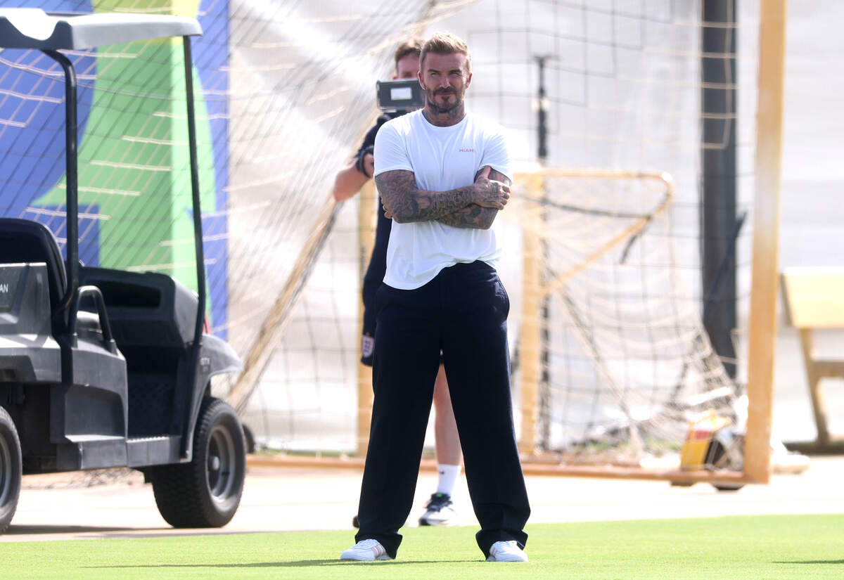 FORT LAUDERDALE, FLORIDA - JULY 10: Sir David Beckham watches on during an England Training Session at Inter Miami CF Training Facility on July 10, 2026 in Fort Lauderdale, Florida. (Photo by Richard Pelham/Getty Images)
