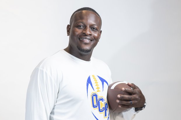Orlando Christian Prep head coach Guerschom Demosthenes, shown here before the 2022 season, will be coaching his team at the 8-man level this year. (Willie J. Allen Jr./Orlando Sentinel)