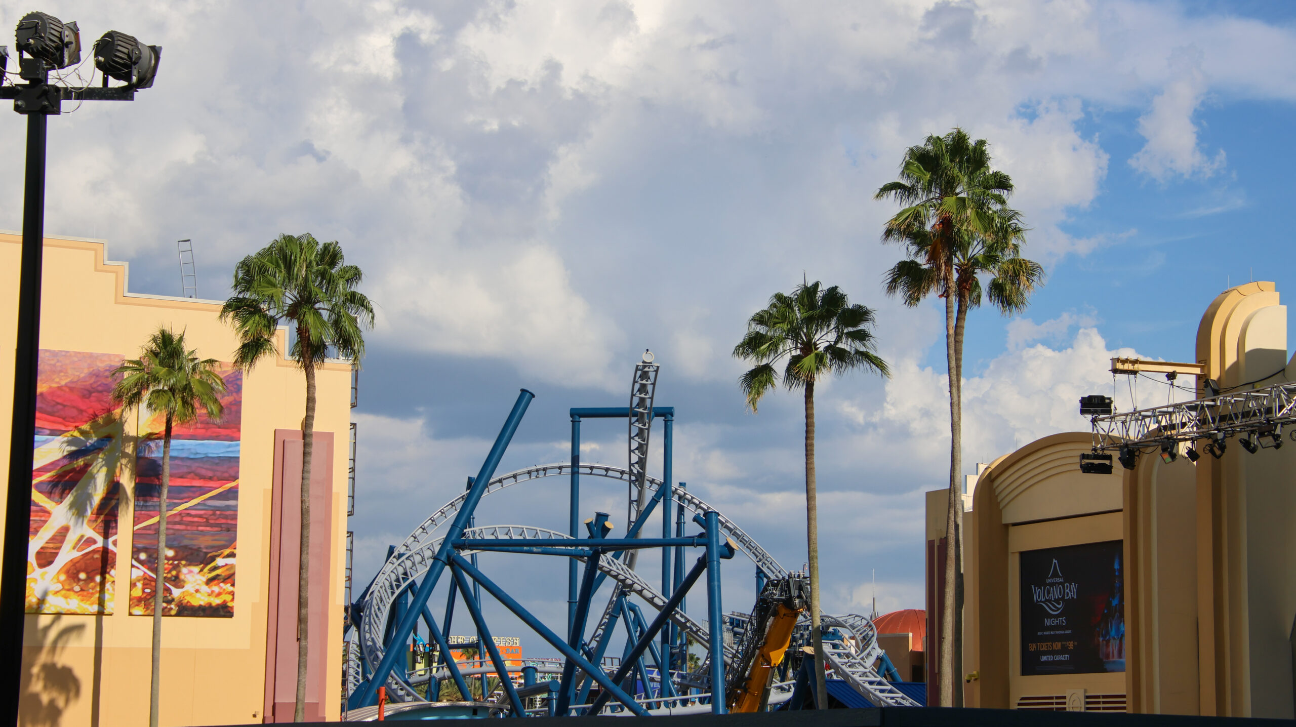 The next major element of Fast & Furious: Hollywood Drift is rising above Universal Studios Florida as crews simultaneously restore portions of Universal Music Plaza below.