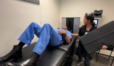 Lennox Hoyte prepares for his treatment.
