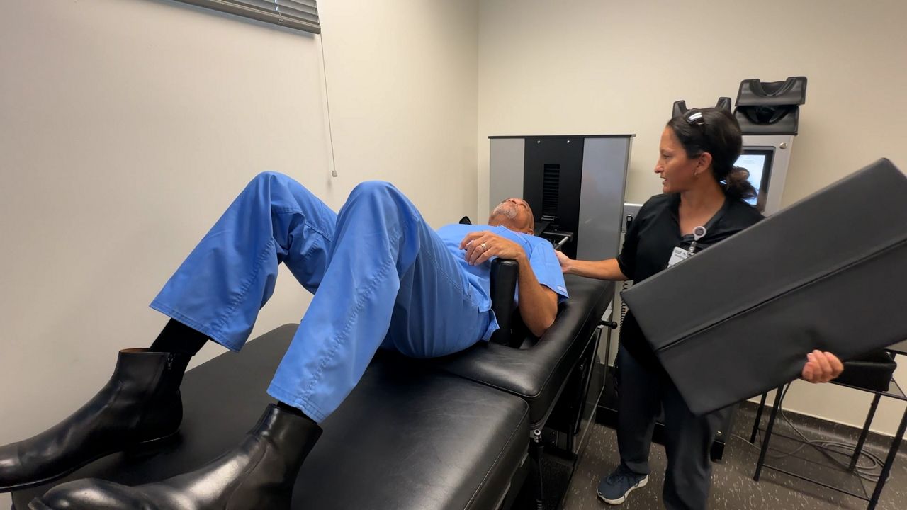 Lennox Hoyte prepares for his treatment.