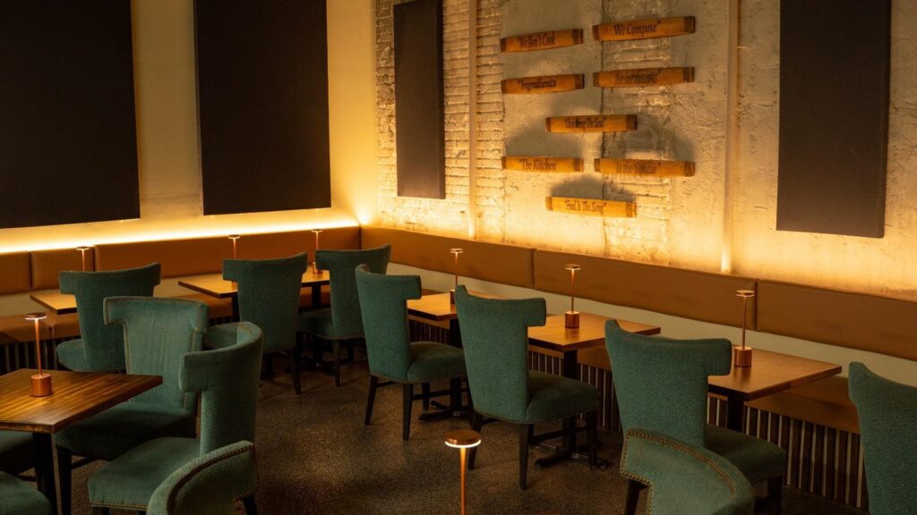 Generoud seating inside D'Rose Gastrobar in Tampa.