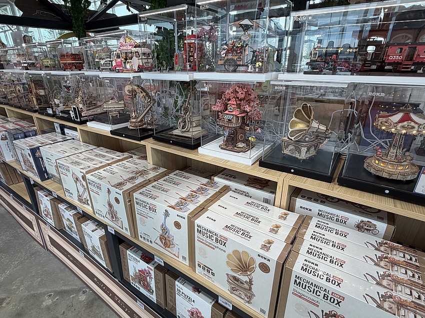 Three-dimensional wooden puzzles at TESO Life are elaborate toys that move once assembled.
