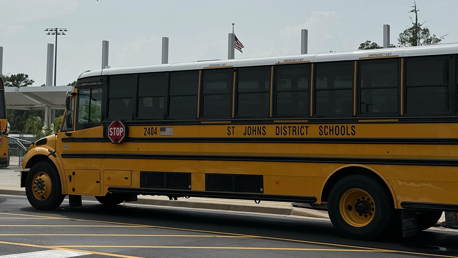 A school bus in St. Johns County, where three candidates are running for a seat on the School Board from the northeast part of the county.
