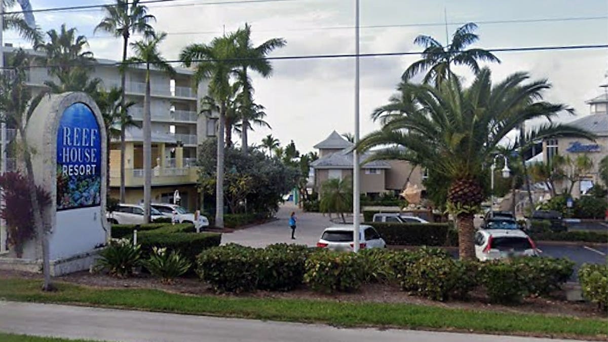 The entrance to the Reefhouse Resort & Marina in Key Largo, Florida