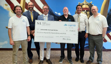 Adam Thoresen, division chief, JALA Consumer Advocacy & Litigation Unit; JALA board member David Johnston; attorney Max Story of Story Law Group; JALA President & CEO Jim Kowalski; JALA board member James Cummings; and JALA board member Andrew Underkofler. 