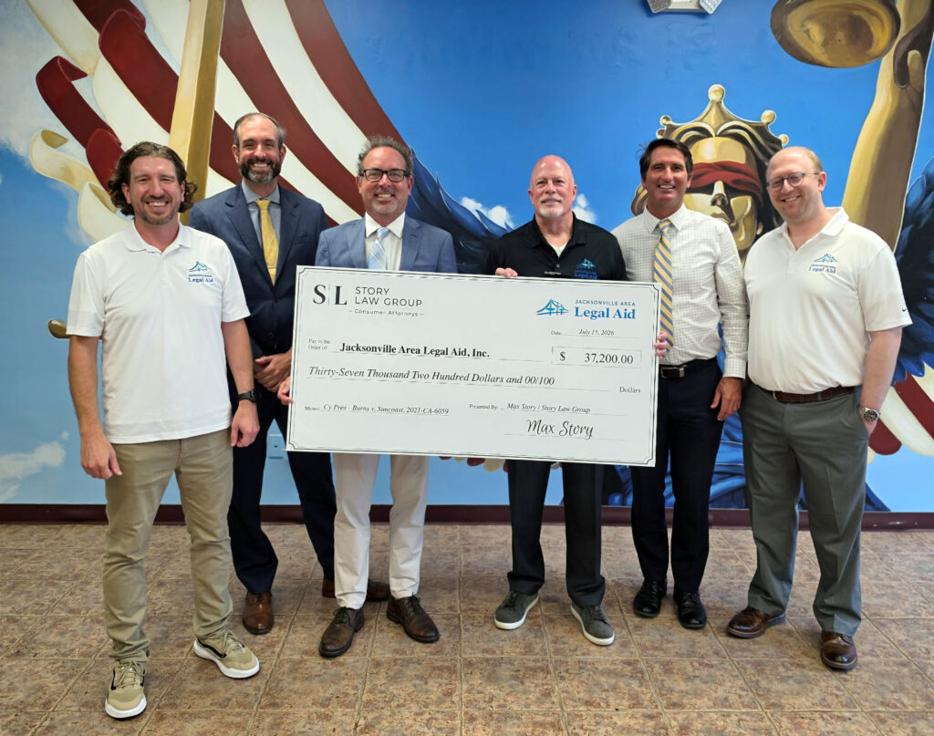 Adam Thoresen, division chief, JALA Consumer Advocacy & Litigation Unit; JALA board member David Johnston; attorney Max Story of Story Law Group; JALA President & CEO Jim Kowalski; JALA board member James Cummings; and JALA board member Andrew Underkofler. 