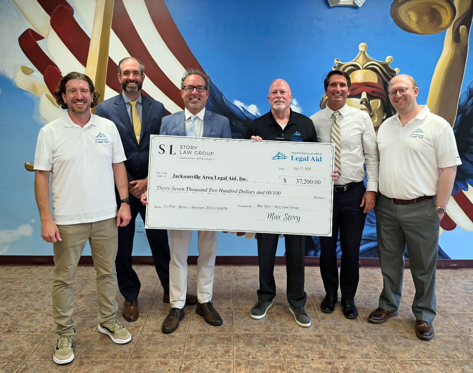 Adam Thoresen, division chief, JALA Consumer Advocacy & Litigation Unit; JALA board member David Johnston; attorney Max Story of Story Law Group; JALA President & CEO Jim Kowalski; JALA board member James Cummings; and JALA board member Andrew Underkofler.