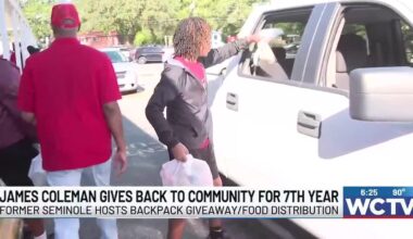 James Coleman hosts annual backpack giveaway and food distribution