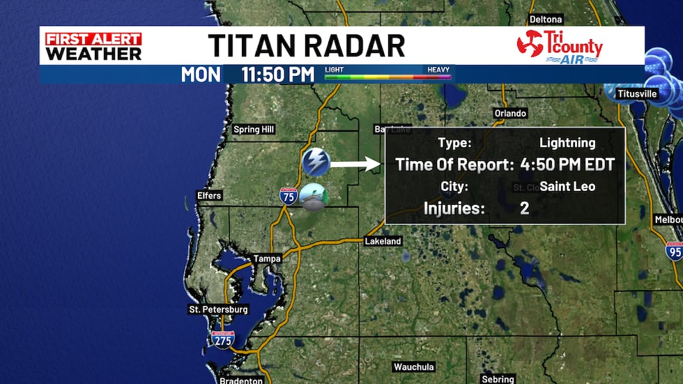 The lightning strike occurred just before 5 p.m. Monday evening