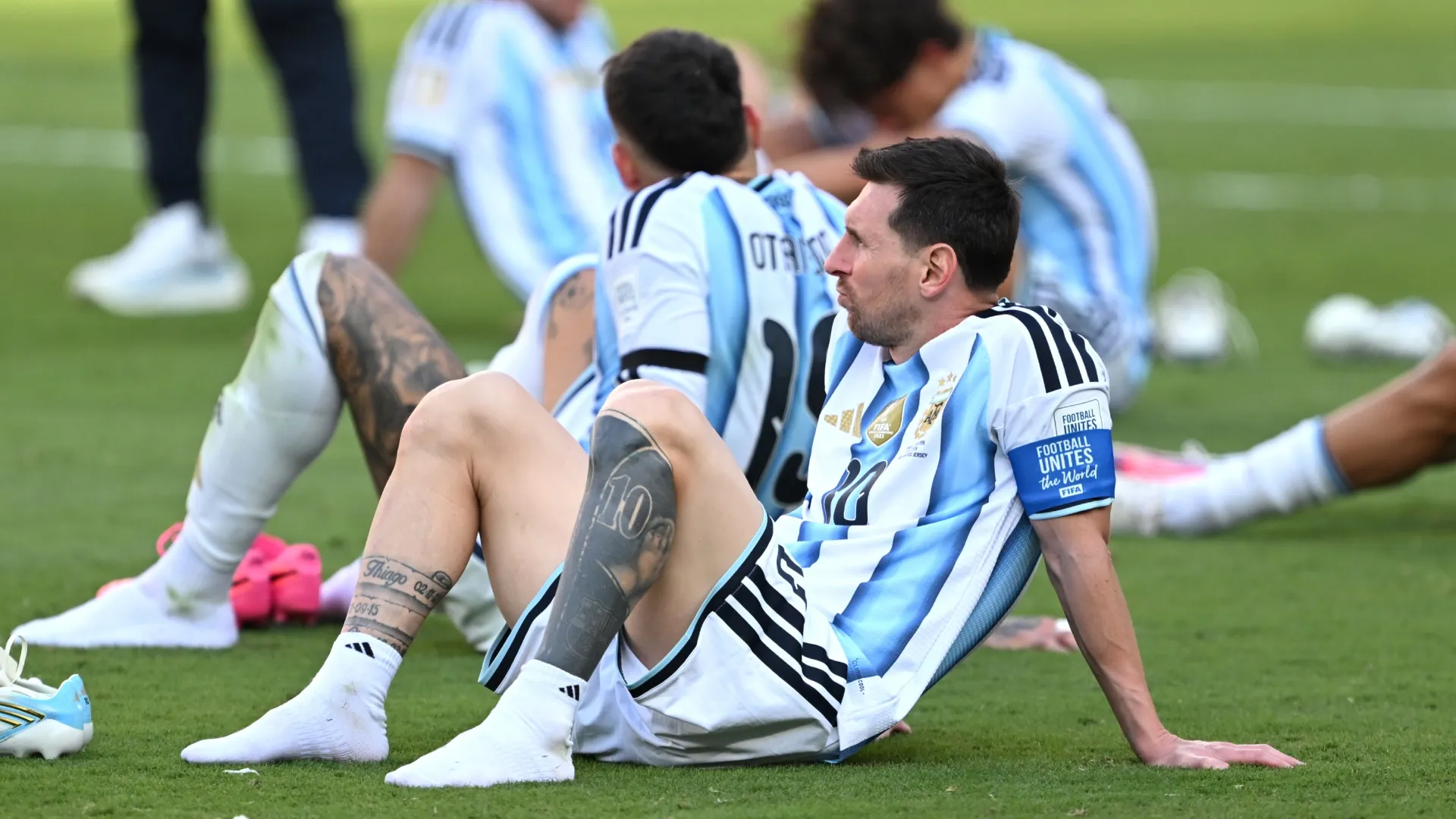 Lionel Messi #10 of Argentina and teammates react after the 0-1 loss during the FIFA World Cup 2026 Final. David Ramos/Getty Images