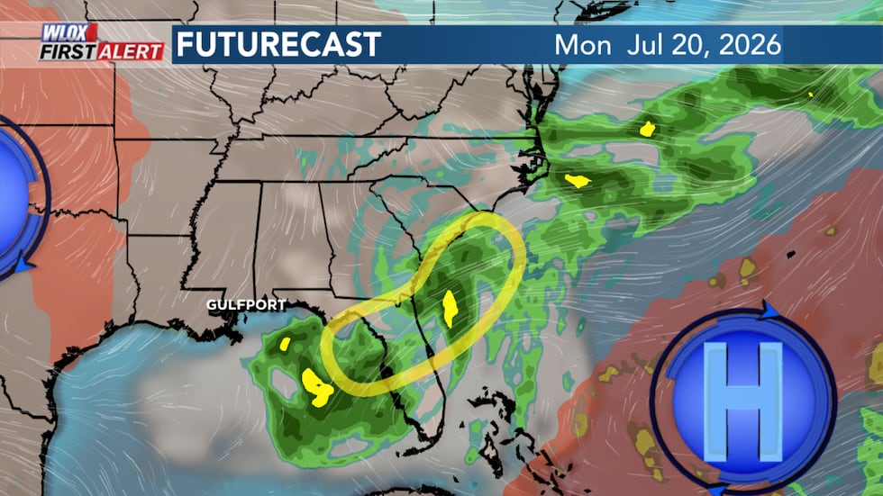 Early models show any tropical development staying well to the east of Mississippi early next...