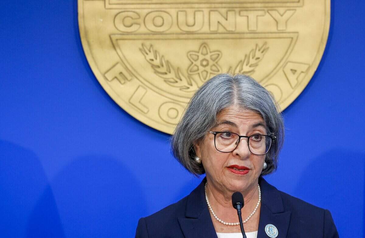 Miami-Dade Mayor Daniella Levine Cava unveils her proposed 2027 budget, which she describes as protecting core services while keeping property tax rates flat, Wednesday, July 15, 2026, at County Hall in Miami. The County Commission will vote on the budget in September.