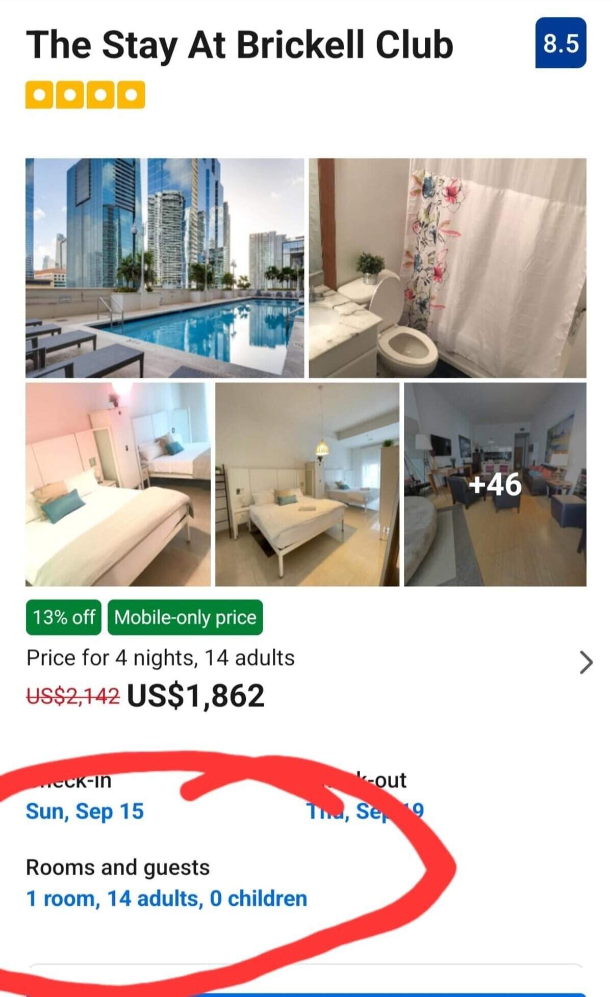 A vacation site ad post the limit of 14 people can occupy an apartment at The Club at Brickell Bay. Residents of The Club at Brickell Bay, a condo tower where 85 percent of the units are rented through Airbnb and other vacation sites, are fighting to reclaim their once peaceful life