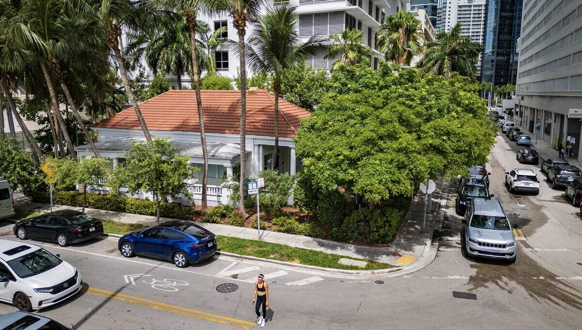 Aerial view of the office and surgical center of Dr. James M. Jackson, the first resident physician of Miami. Now the headquarters of the Dade Heritage Trust is Miami-Dade County's largest historic preservation organization, located at 190 SE 12th Terrace, in Miami, on Saturday, July 18, 2025.