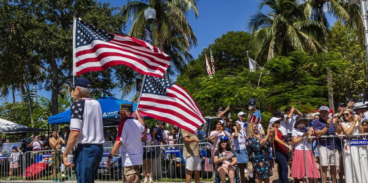 Members of the Richard L. Cromartie Post N 374, marched during the 67th annual Key Biscayne Fourth of July parade celebrating the America's 250th and the 35th anniversary of the Village's birth as its own municipality, on Saturday, July 04, 2026.