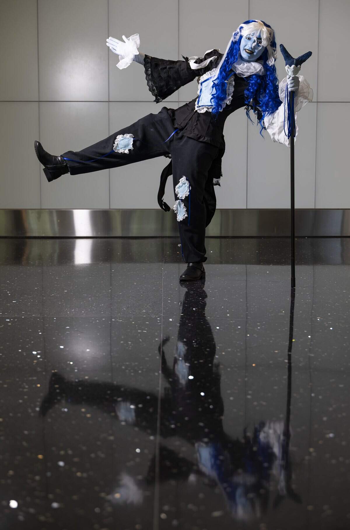 Rosabella Paez cosplays as Shadow Milk Cookie from Cookie Run: Kingdom during Florida Supercon 2026 at the Miami Beach Convention Center on Friday, July 10, 2026, in Miami Beach, Fla.