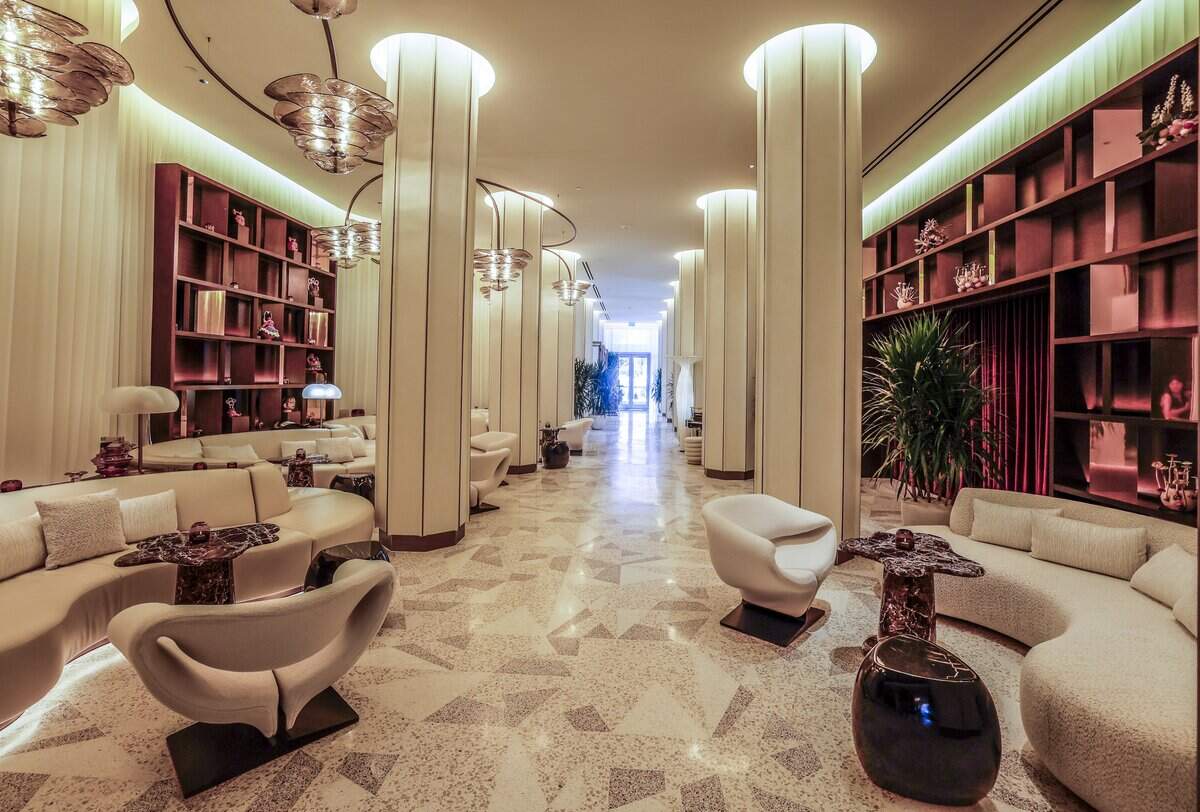 The Lobby at the Delano Miami Beach on Tuesday, May 5, 2026. The Delano reopened to the public in May. The Art Deco hotel, first opened in 1947, was closed in 2020 for restoration.